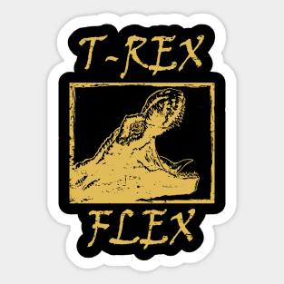 T-Rex Flex Dino Distressed Retro Yellow Sticker